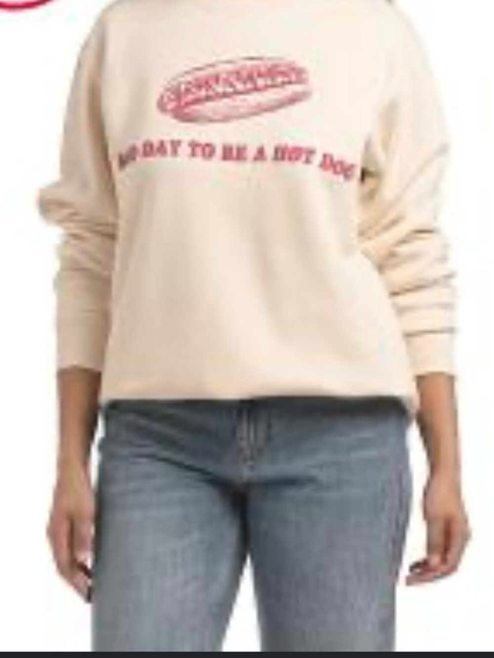 Bad Day To Be A Hot Dog Graphic Crewneck Sweatshirt with Red Print